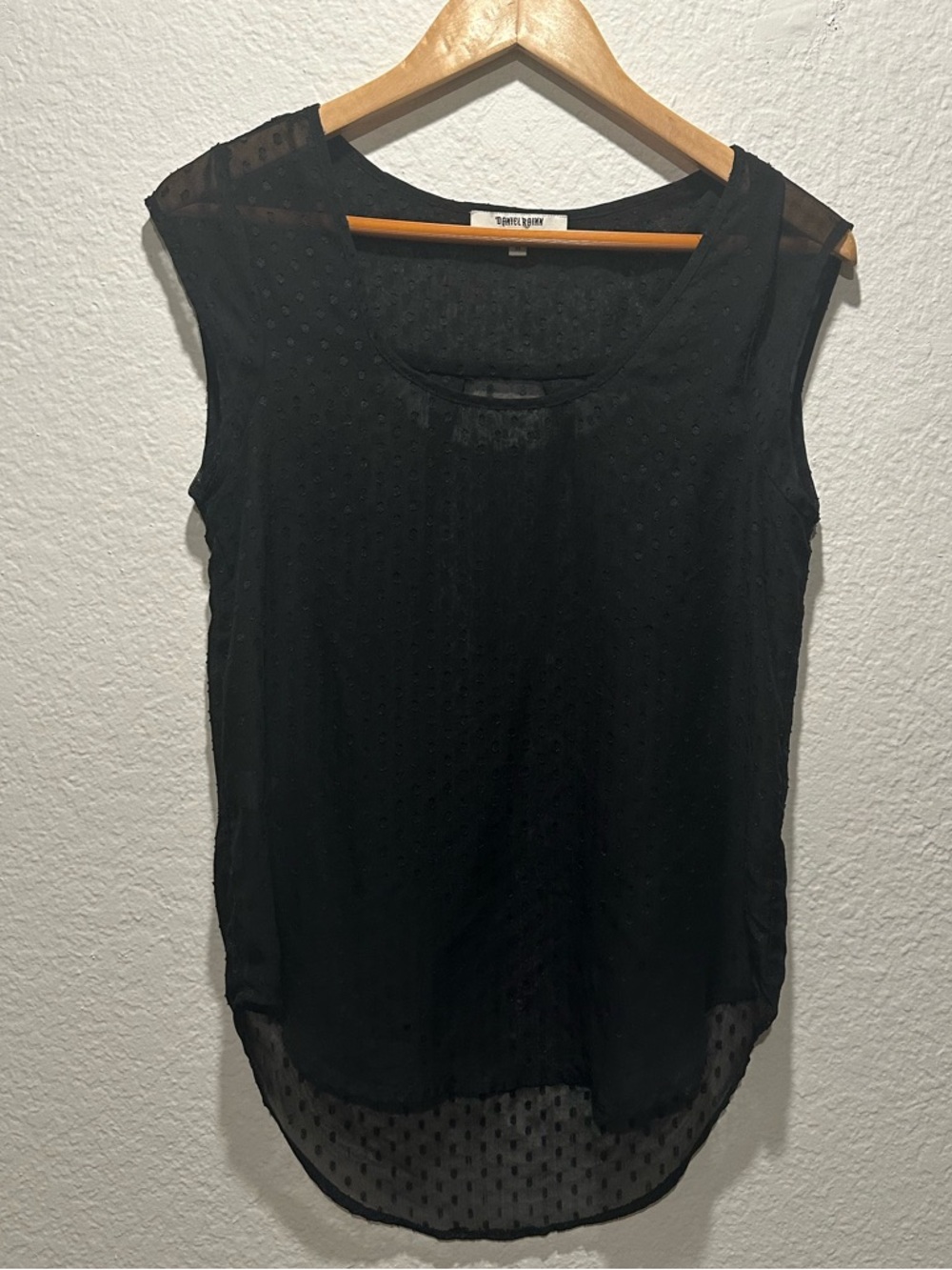 Daniel Rainn Black Sleeveless Sheer Dot Blouse - Picture 2 of 9